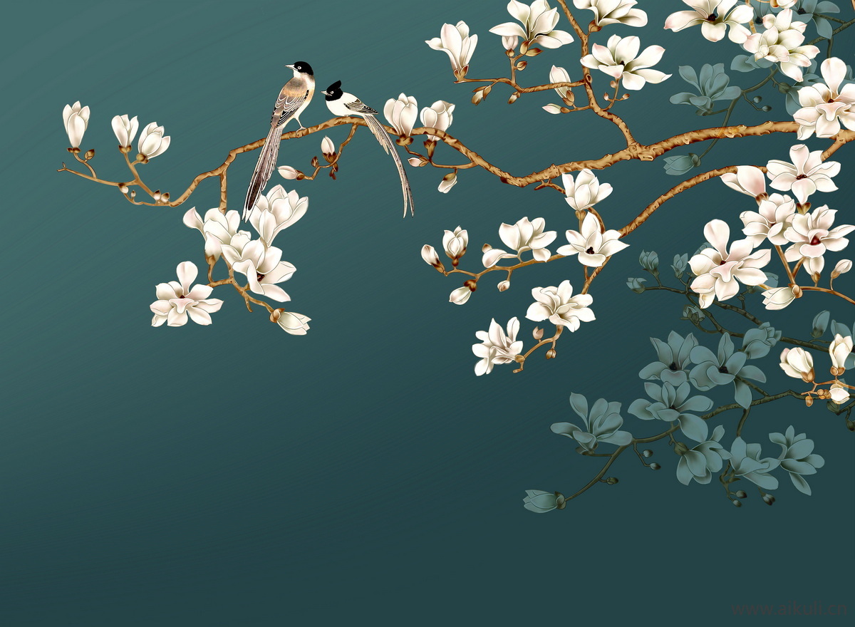 高清壁画贴图DP 鹤 荷 花鸟