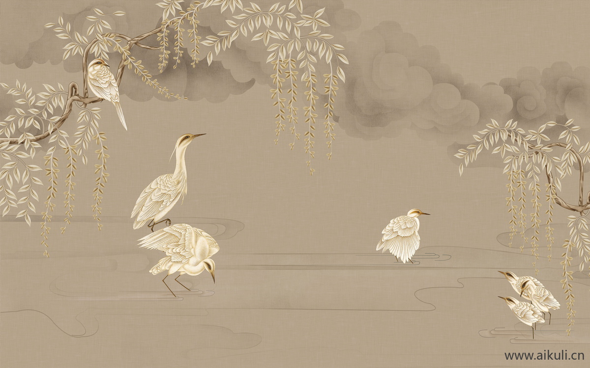 高清壁画贴图D云 鹤 鸟