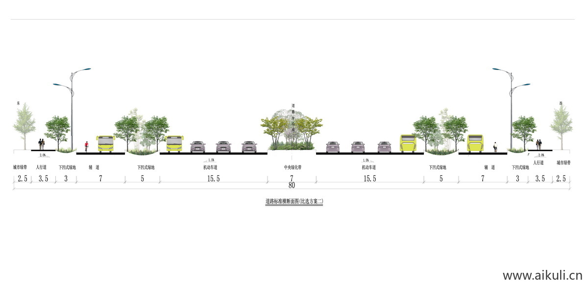 城市道路D立面剖面图公园节点大样ps素材