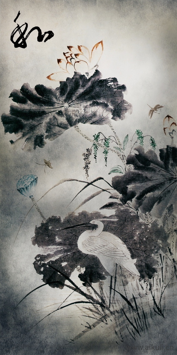 高清壁画贴图CI荷花 鱼
