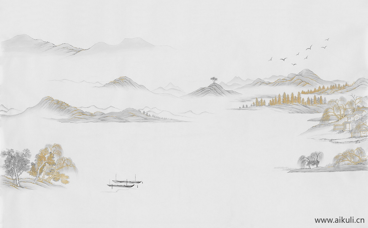 中式山水壁画BC山景中国画