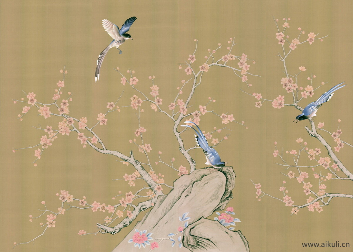 高清壁画贴图GL 鹤 荷 花鸟