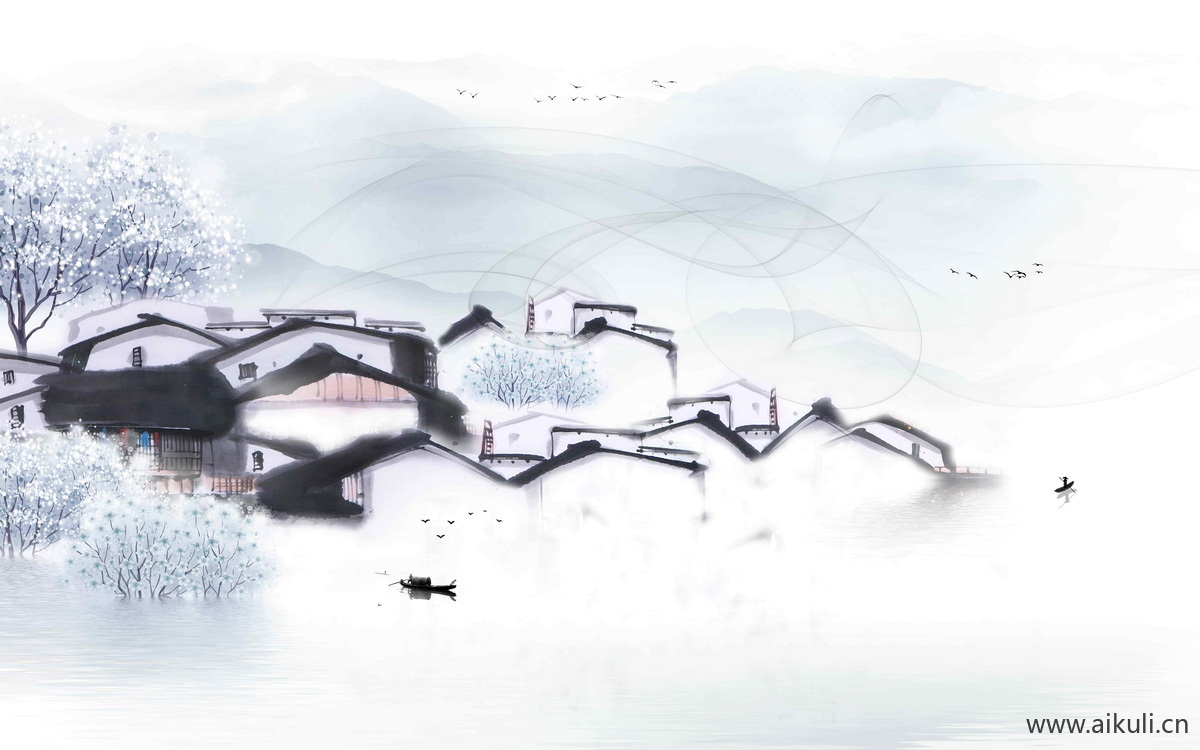 中式山水壁画