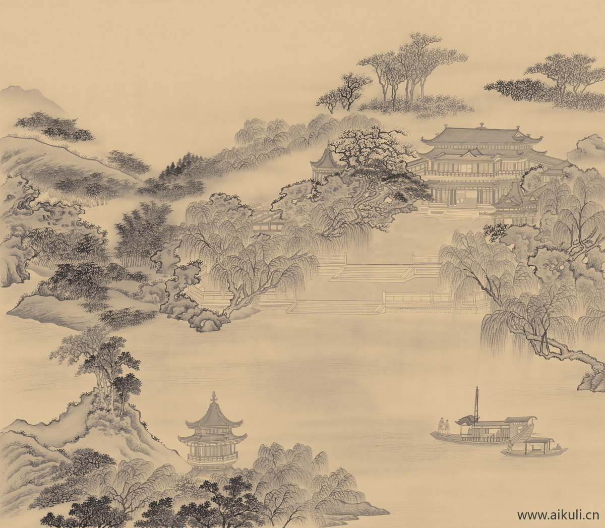 新中式EQ水墨风 贴图 壁画