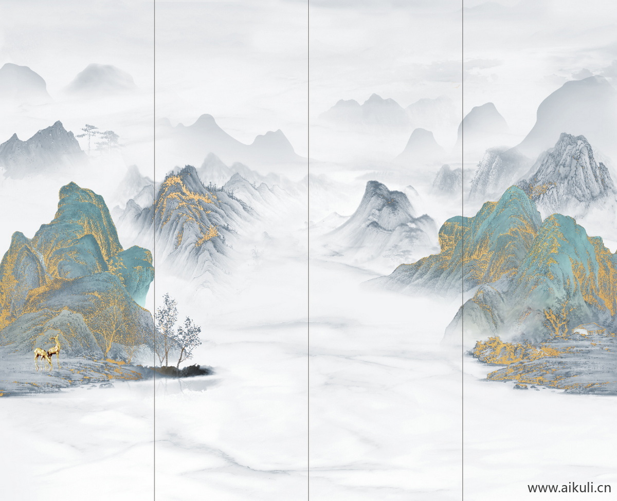 新中式J水墨风 贴图 壁画