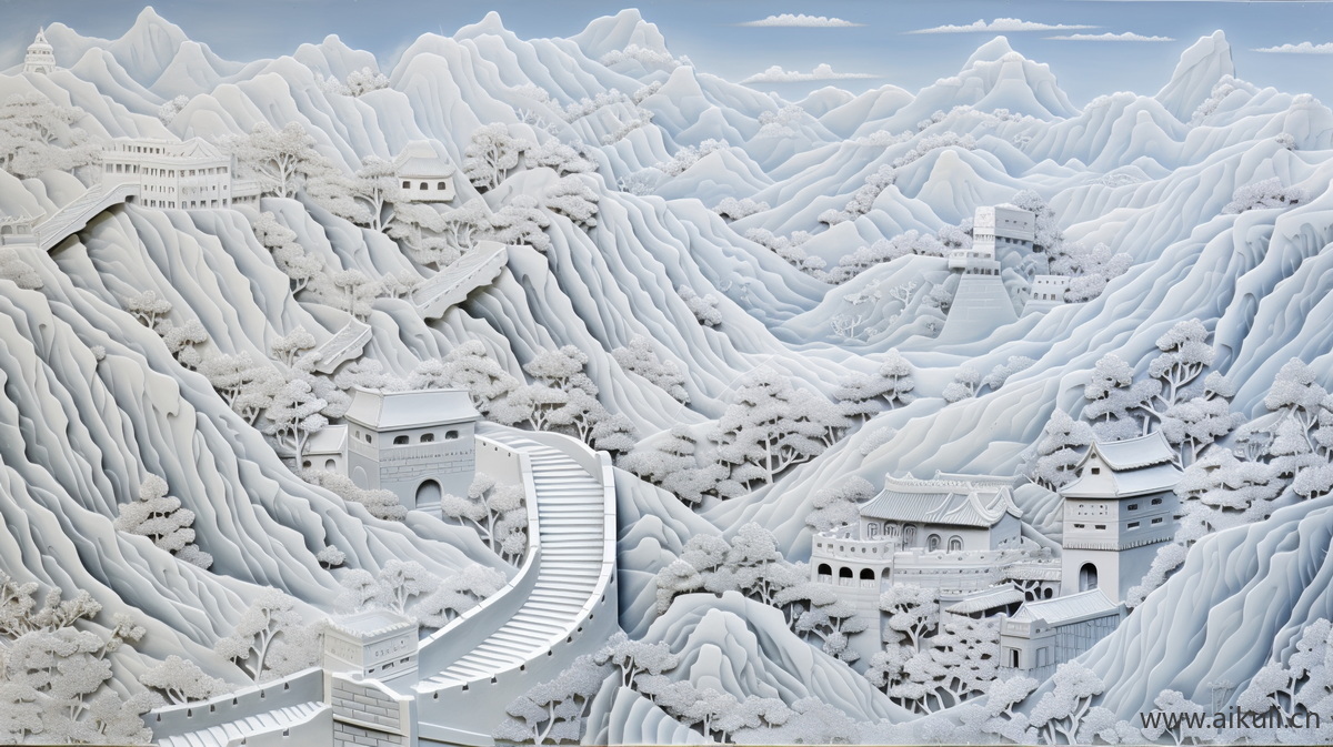 新中式C浮雕山水壁画