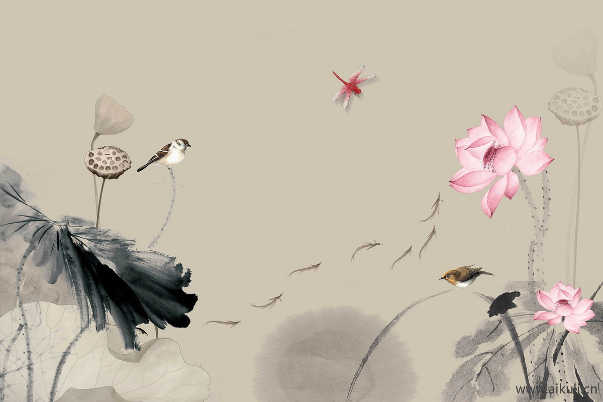 高清壁画贴图J荷花 鱼