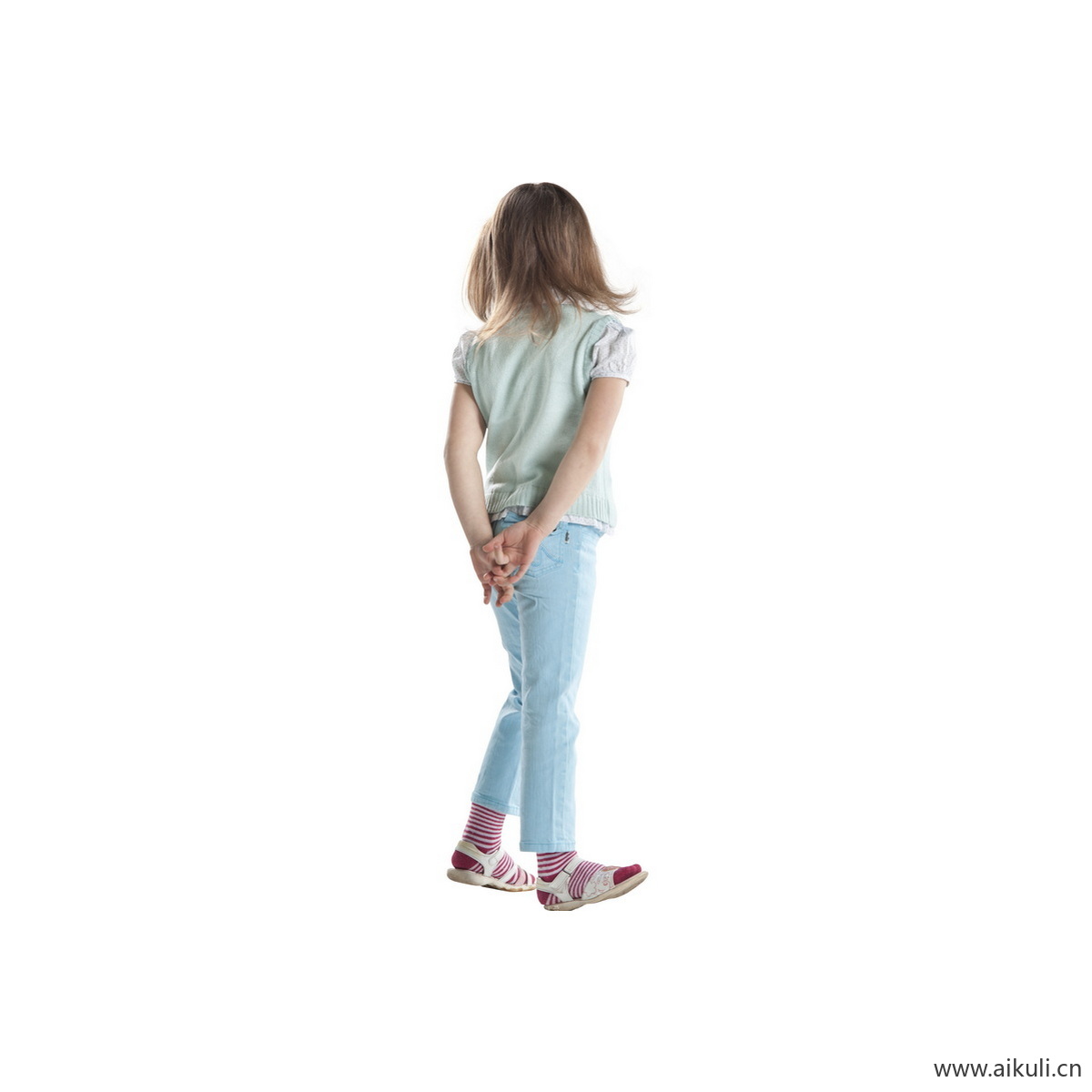 白衣服小女孩D人物系列动作PNG素材