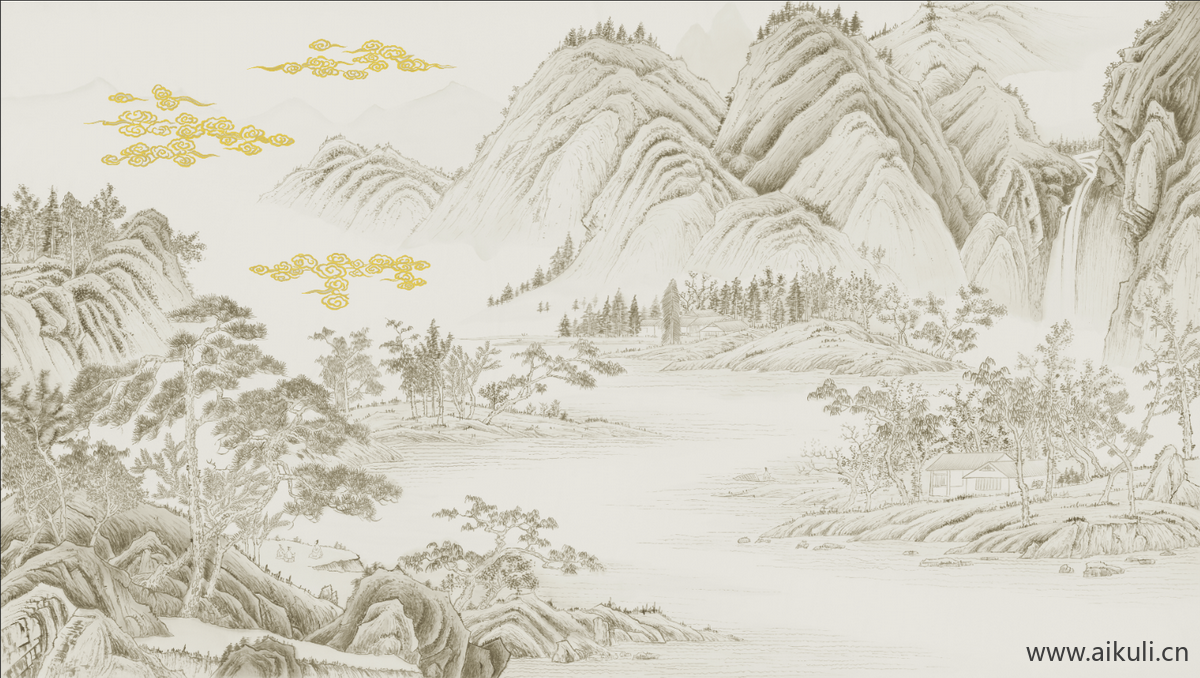 新中式C水墨风 贴图 壁画