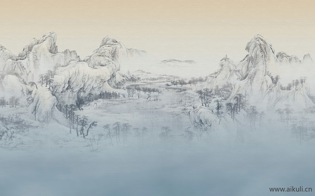 中式山水壁画BK山景中国画