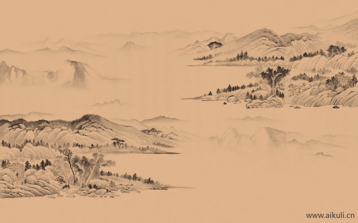 中式山水壁画Z山景中国画