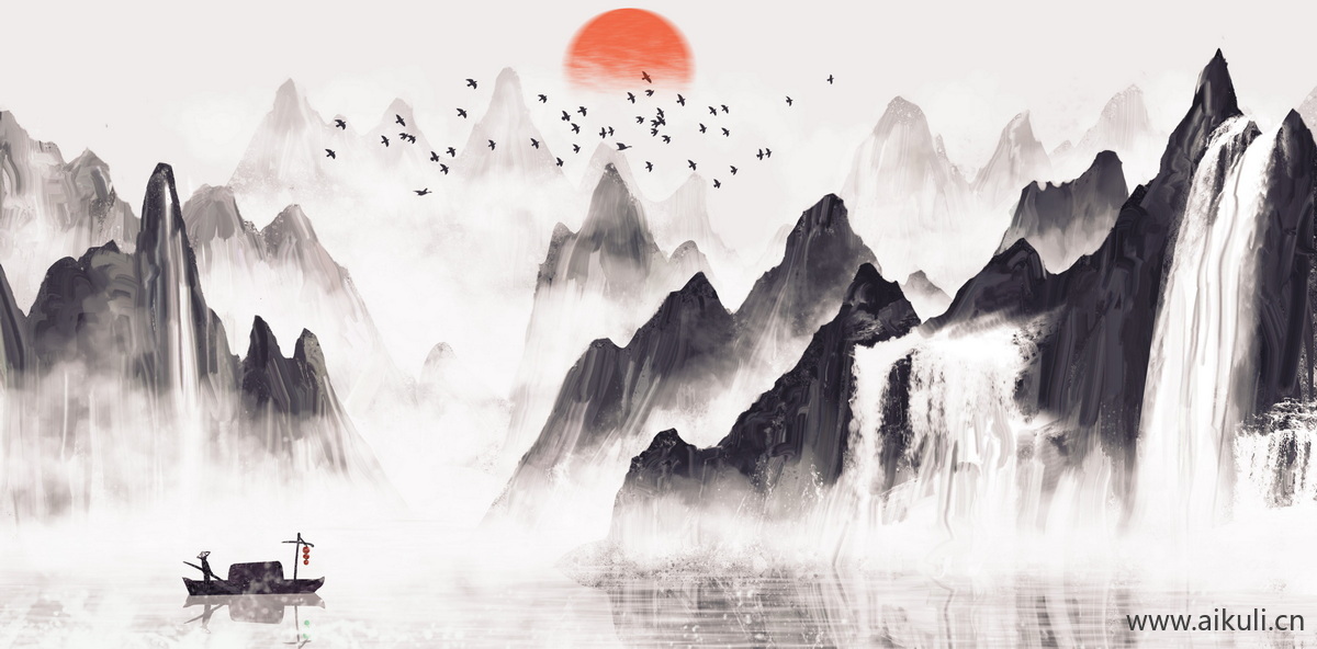 新中式DL水墨风 贴图 壁画