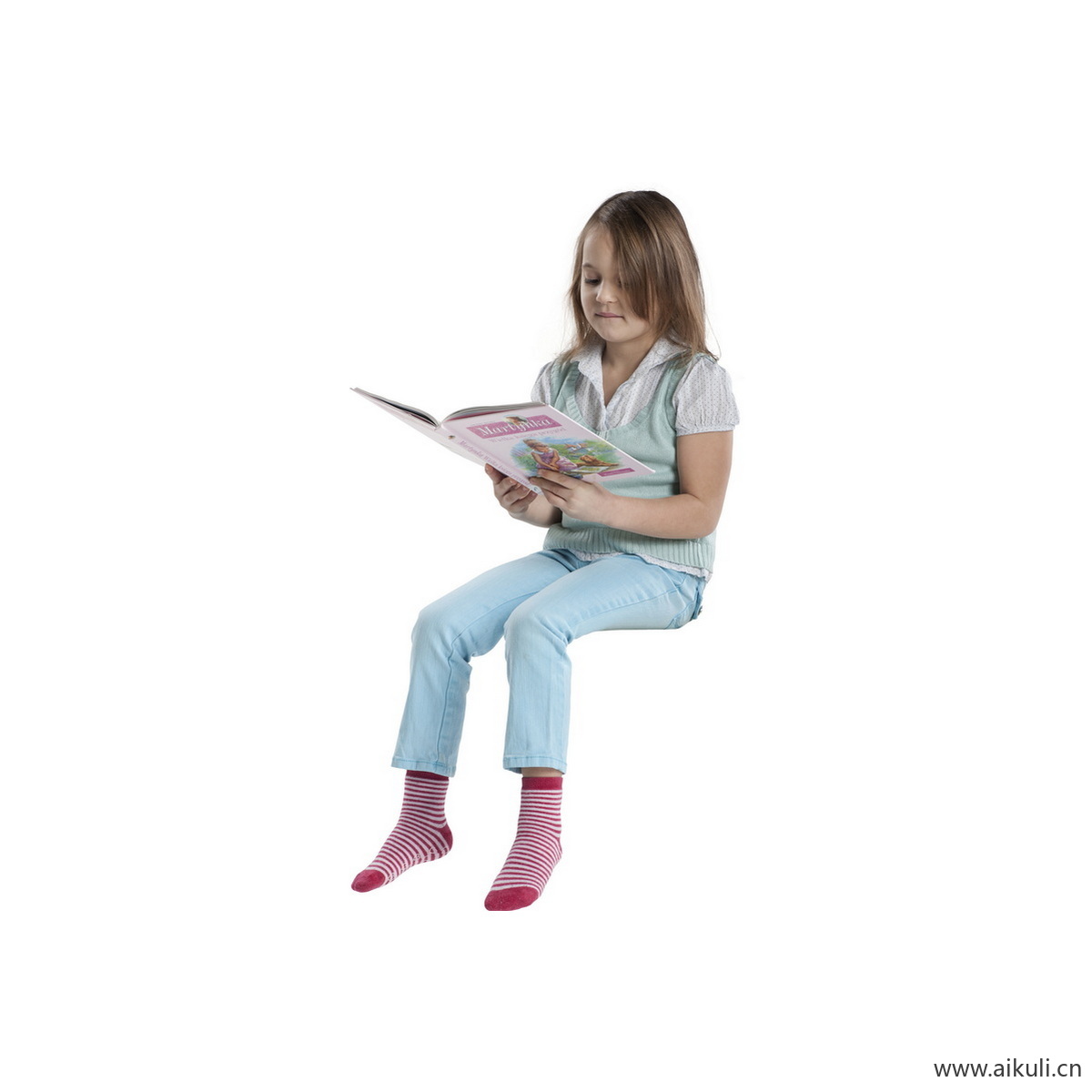白衣服小女孩G人物系列动作PNG素材