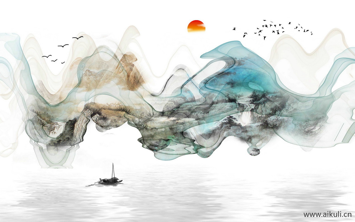 新中式GL水墨风 贴图 壁画