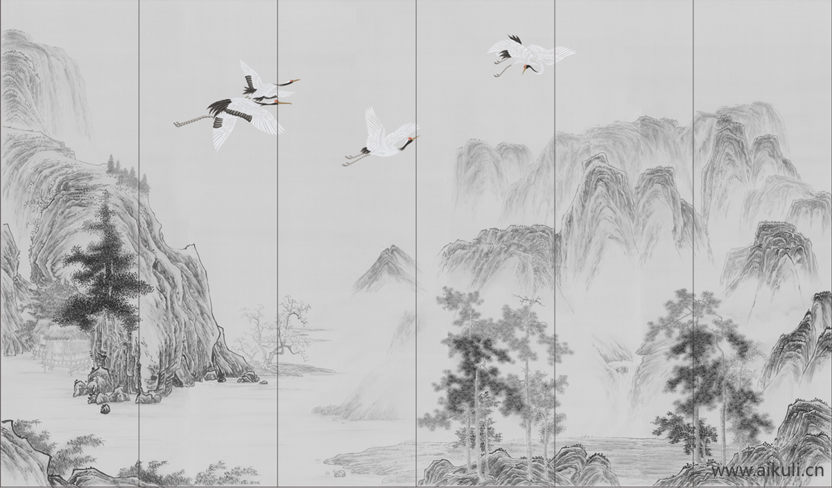 新中式B水墨风 贴图 壁画