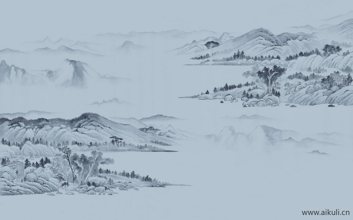 中式山水壁画Y山景中国画
