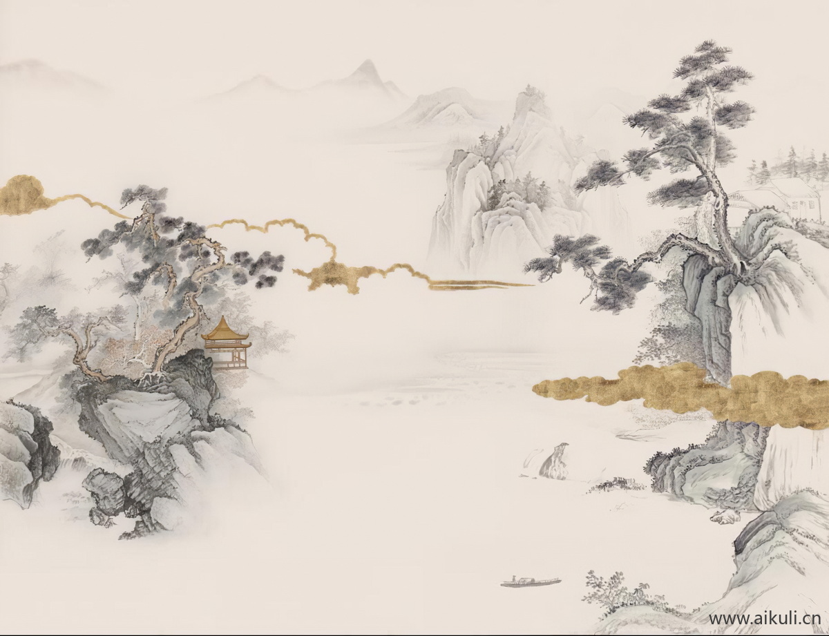 中式山水壁画BJ山景中国画