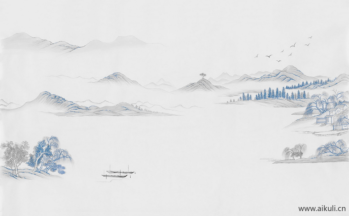 中式山水壁画BH山景中国画