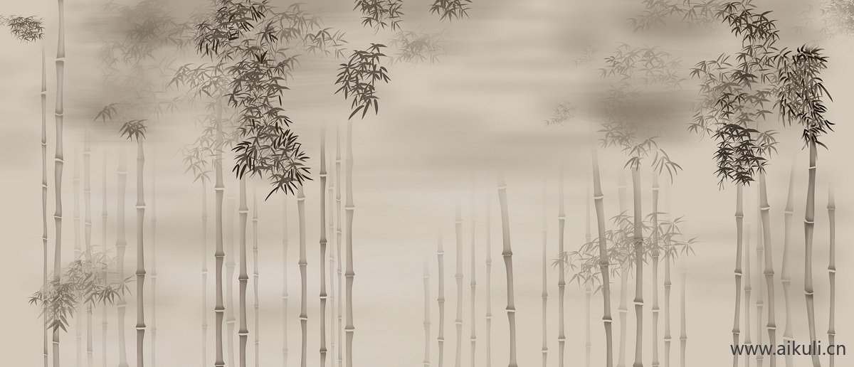中式写意植物壁画