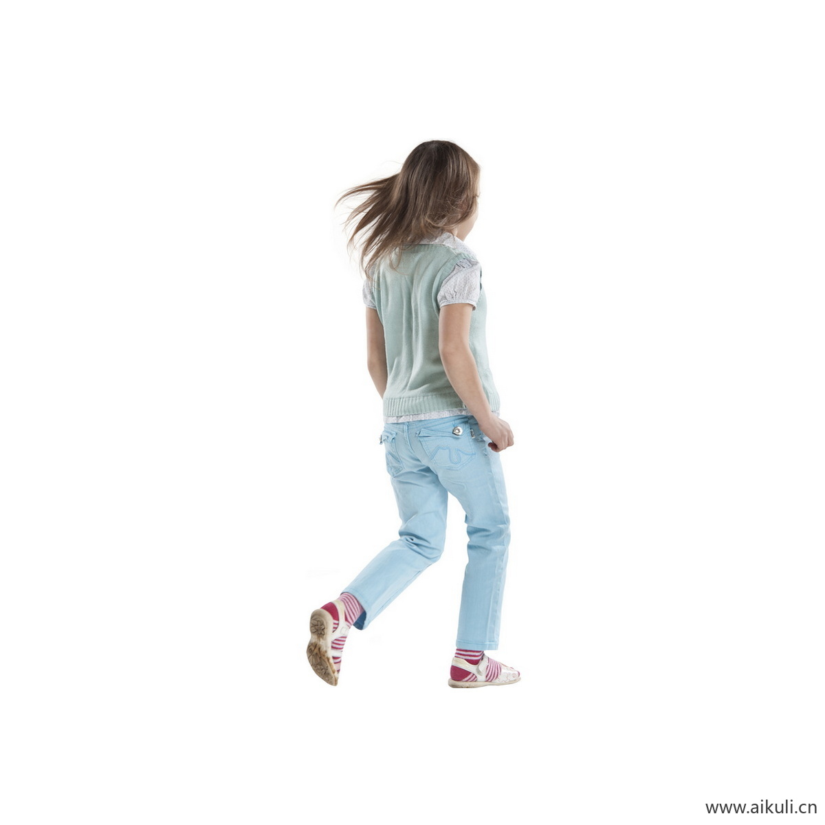 白衣服小女孩F人物系列动作PNG素材