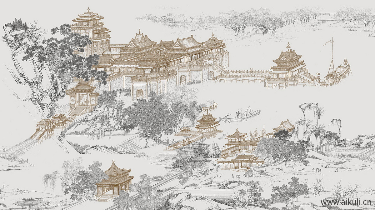 新中式D水墨风 贴图 壁画