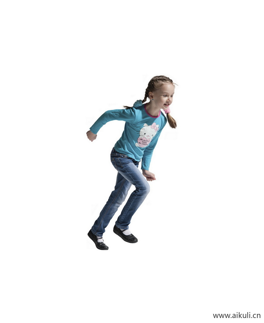 蓝色衣服女孩Q人物系列动作PNG