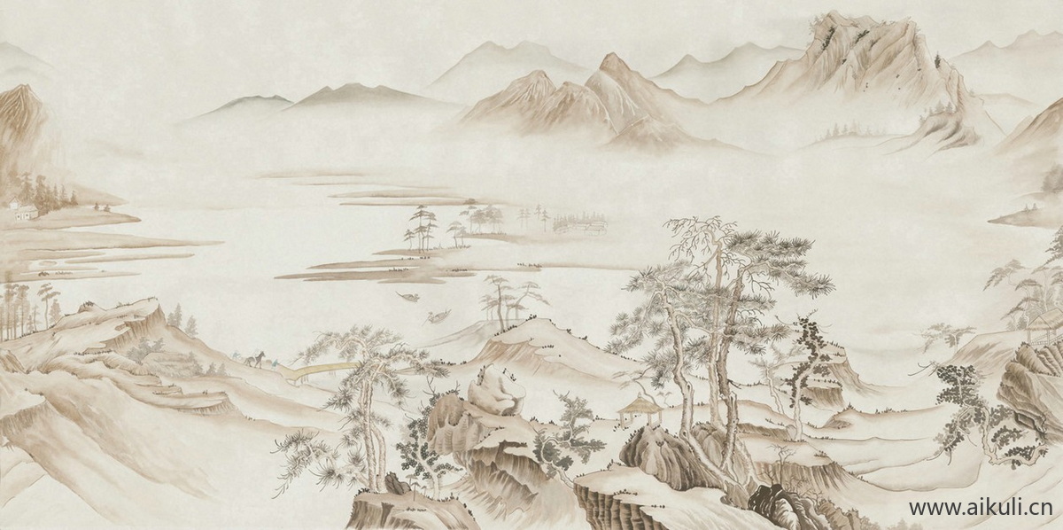 新中式CR水墨风 贴图 壁画