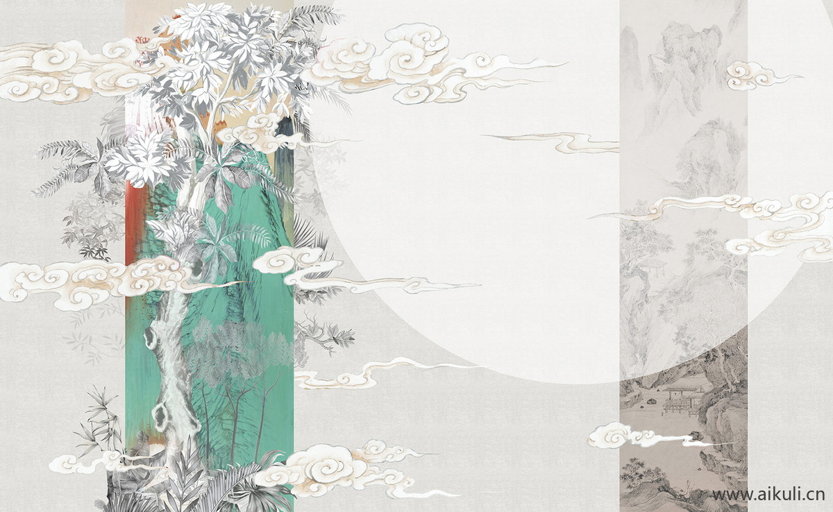 新中式BZ水墨风 贴图 壁画
