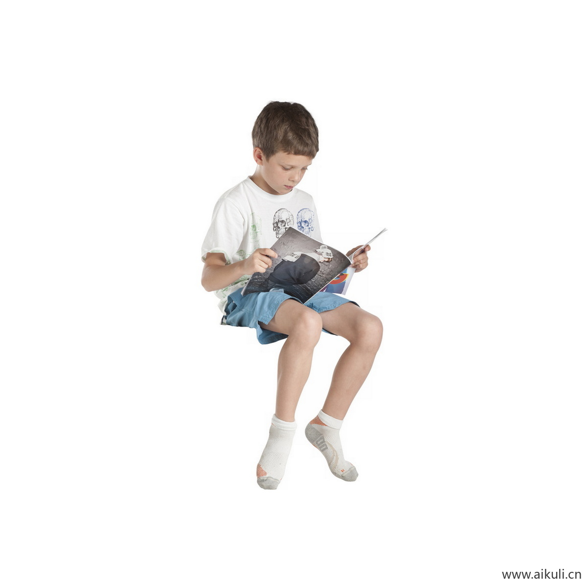 白衣服男孩O人物系列动作素材PNG