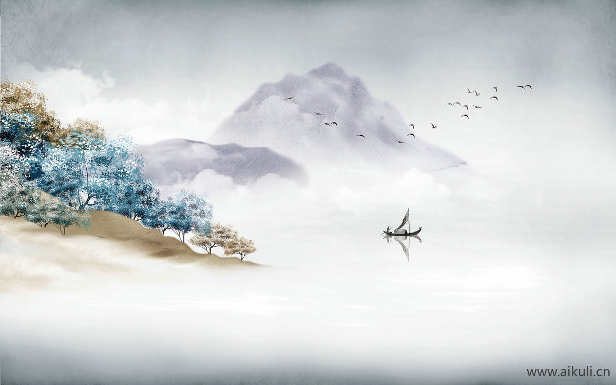 中式山水壁画 贴图 (27)