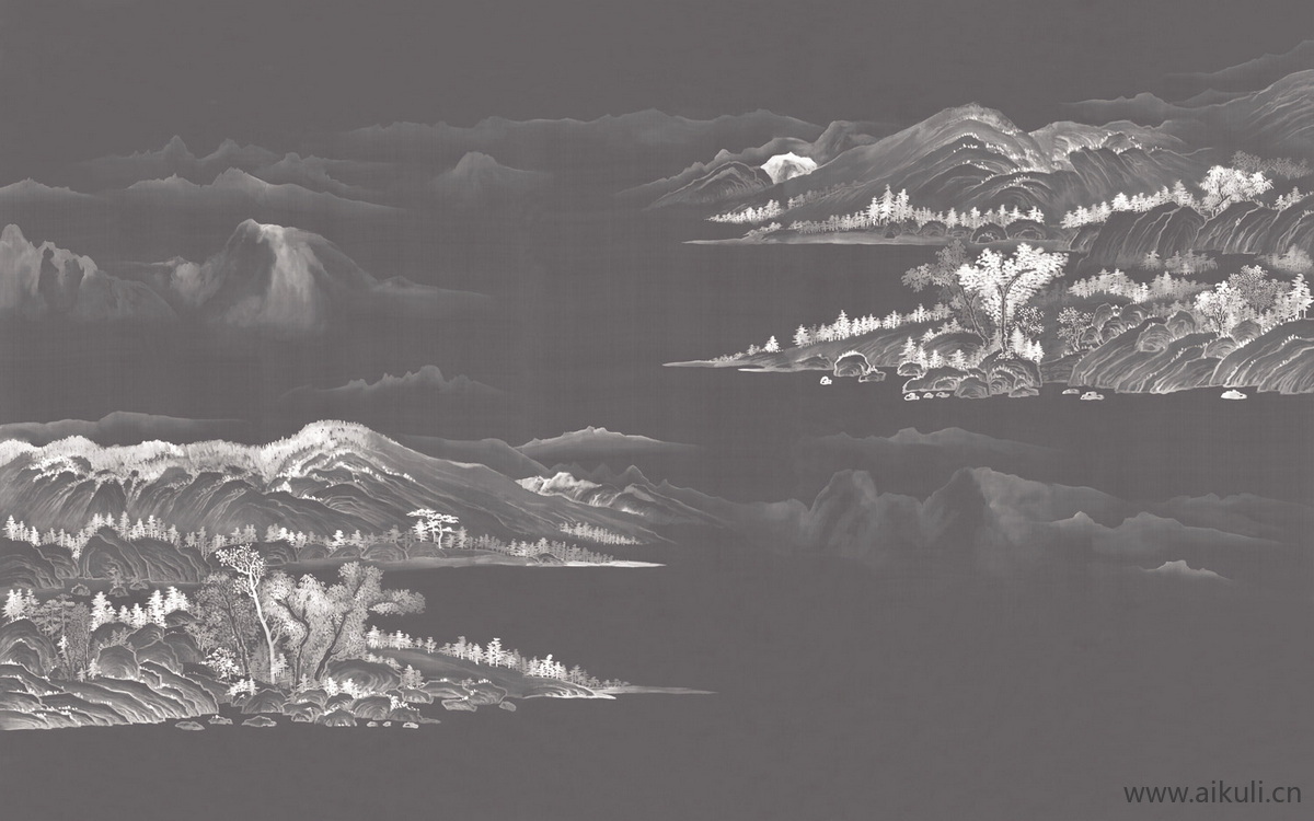 中式山水壁画BA山景中国画