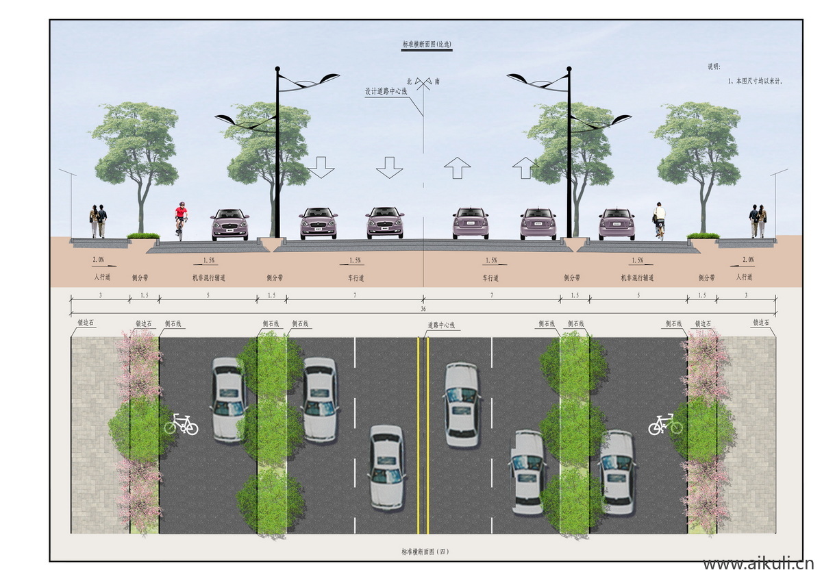 城市道路横断面市政公园节点大样ps素材