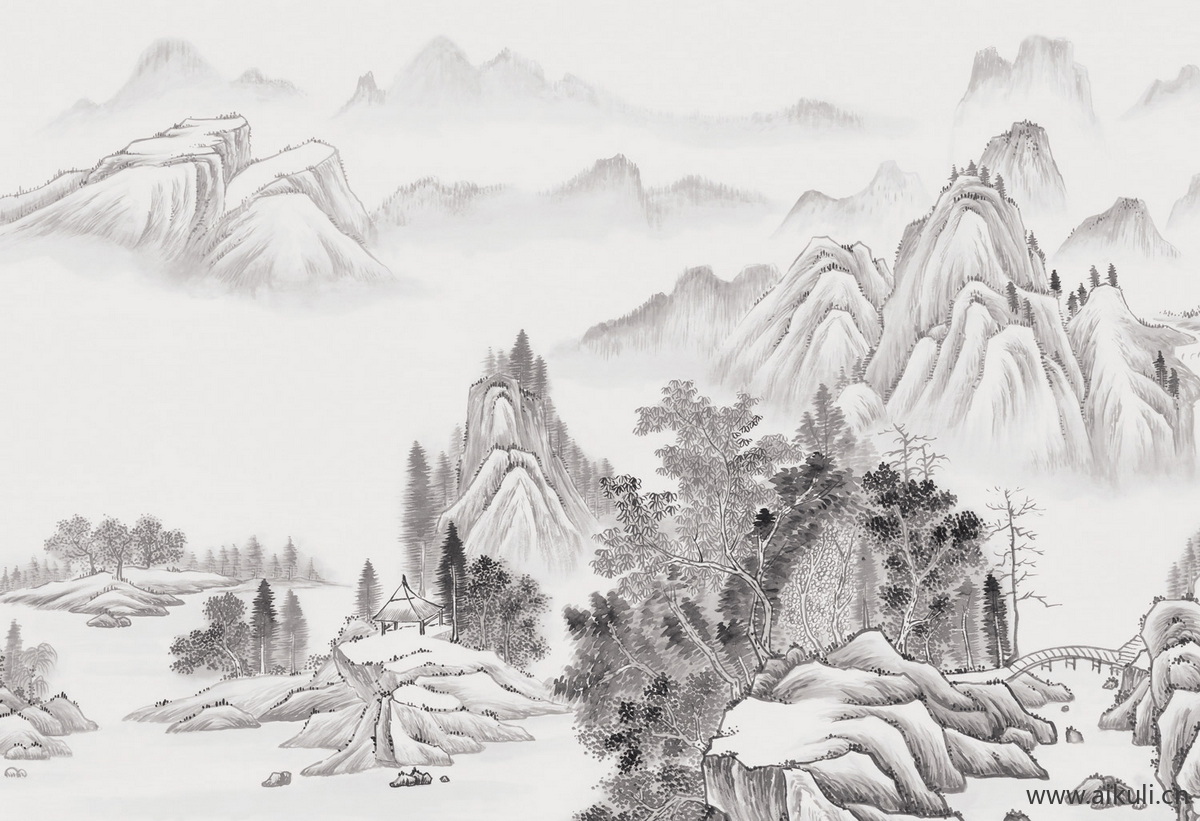 中式山水壁画T山景中国画