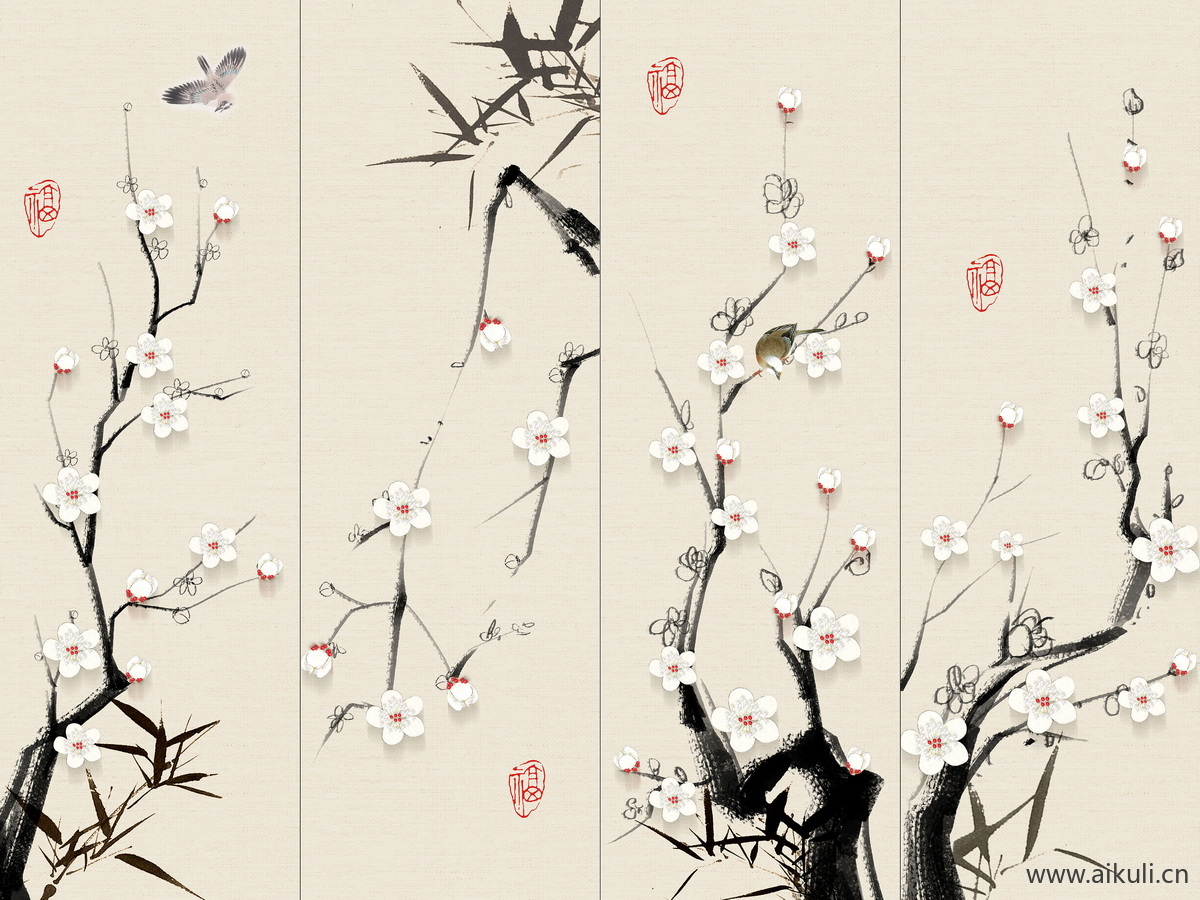 高清壁画贴图DO 鹤 荷 花鸟