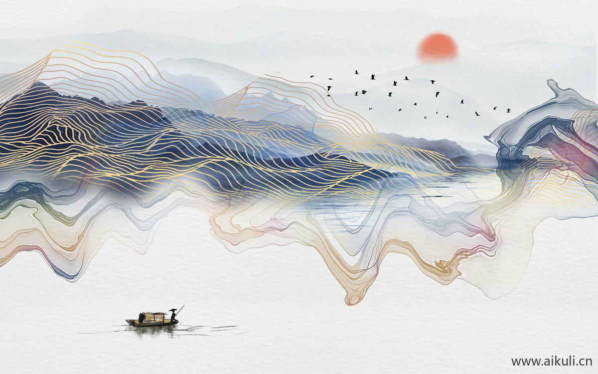 中式C山水壁画