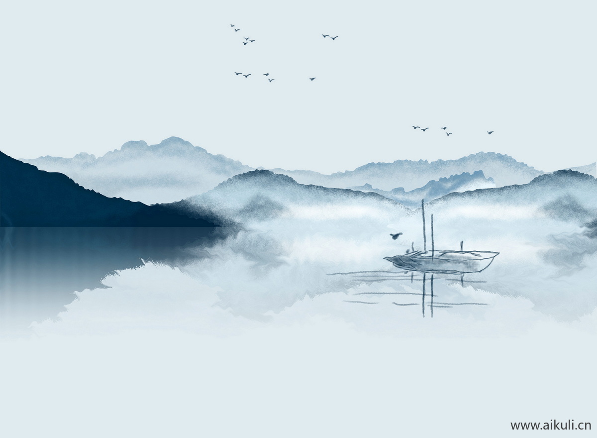 中式山水壁画BO山水云