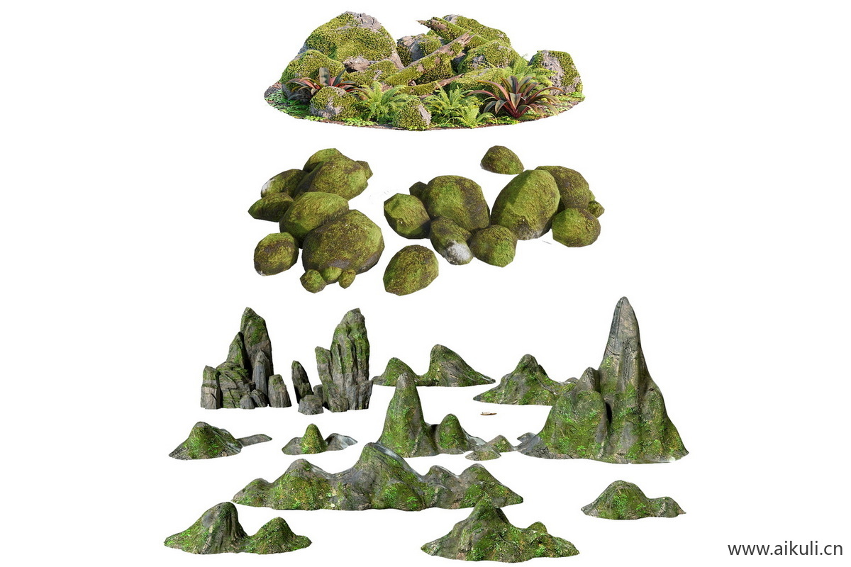 苔藓植物庭院室内景观景psd草皮青苔