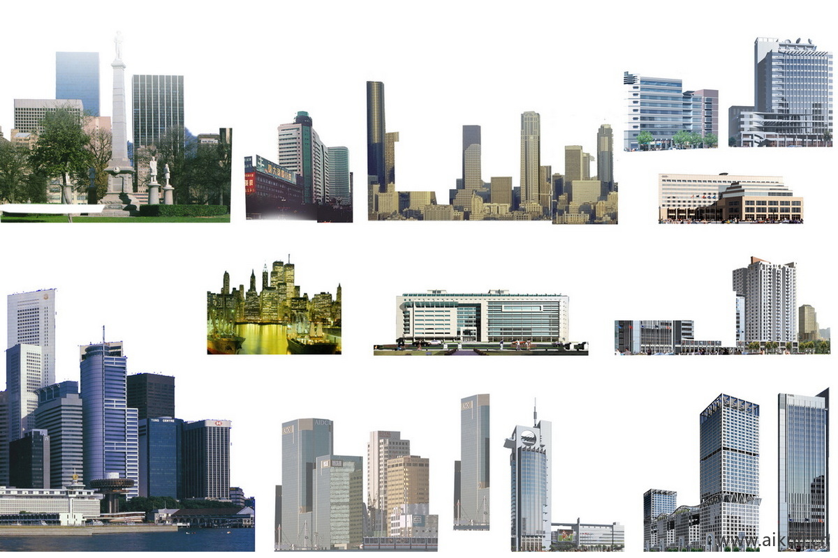 景观远景建筑群楼背景配景城市外景ps