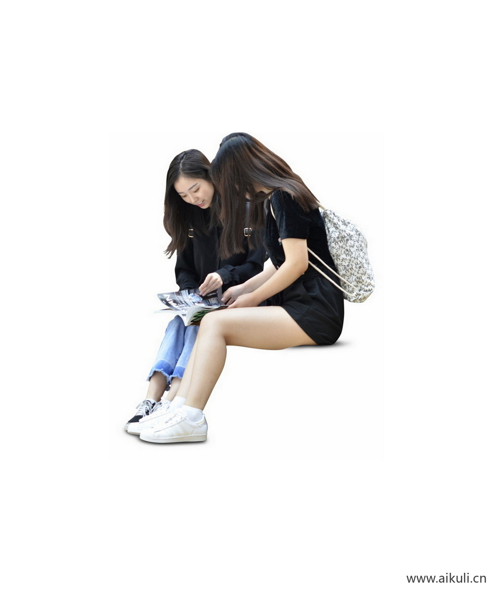 看书读书学习人物I素材PNG免抠图学生坐姿