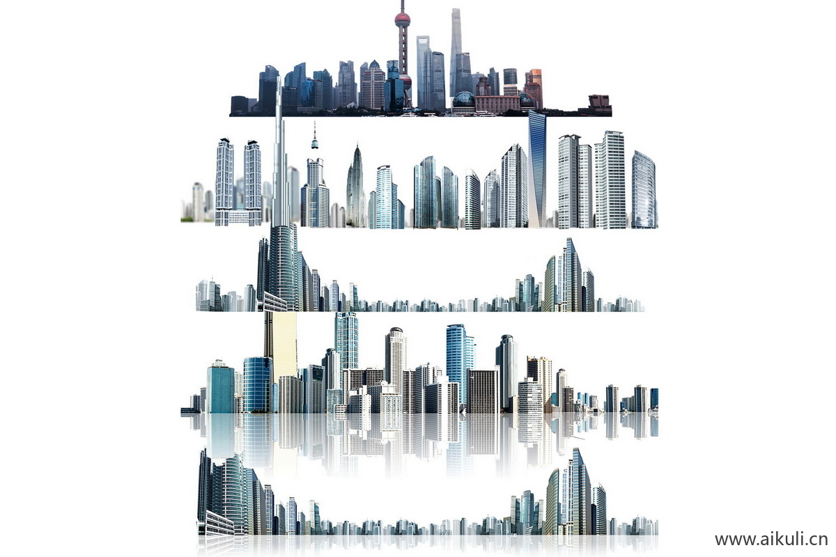 景观远景建筑群楼背景配景城市外景贴图psd免抠