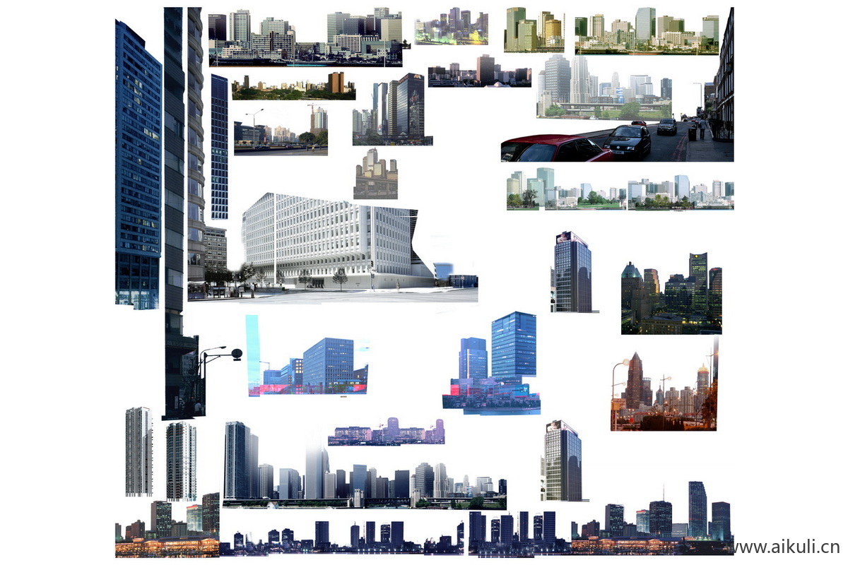 远景建筑背景配景城市外景贴图ps
