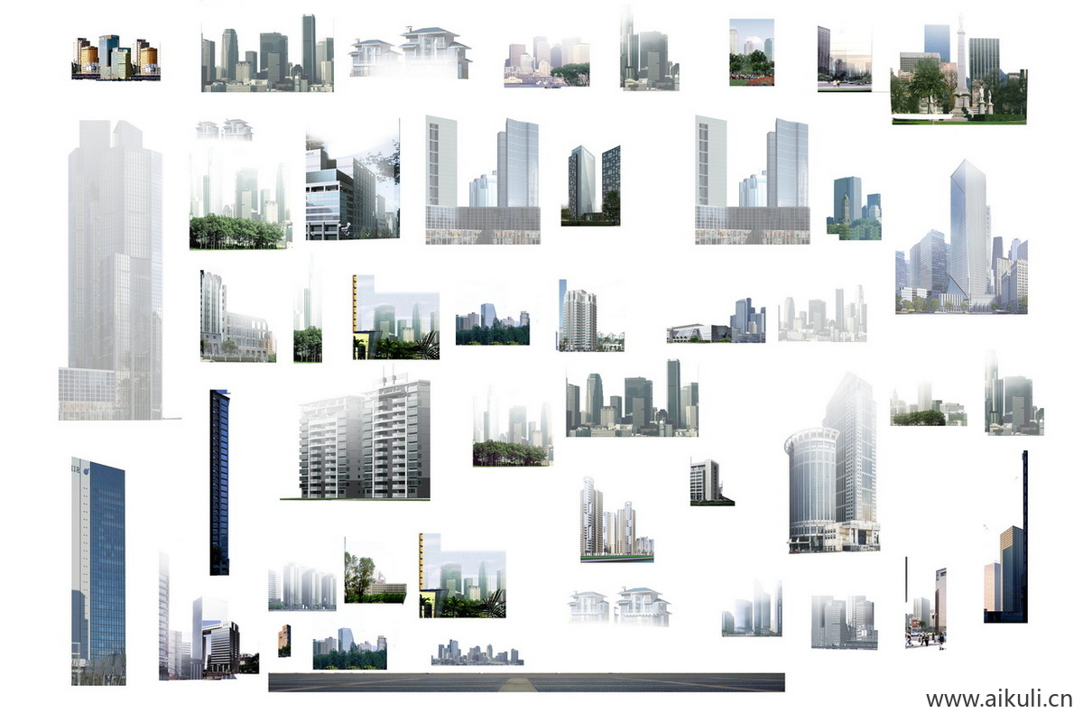 后期远景建筑群楼背景配景城市外景贴图psd免抠