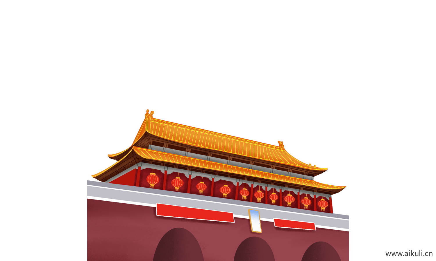 天安门建筑M手绘插画psd素材