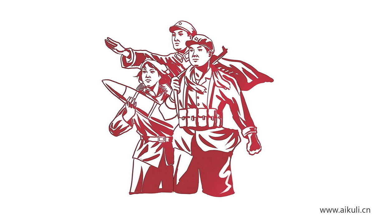剪影人物D红色士兵战士军PSD素材