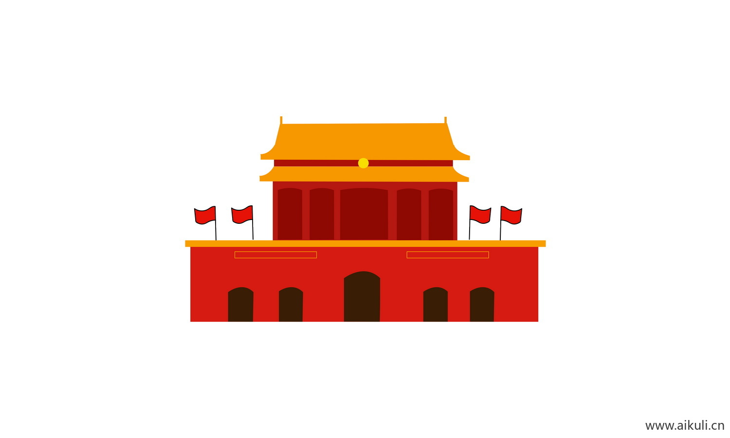 卡通插画背景I天安门建筑psd素材