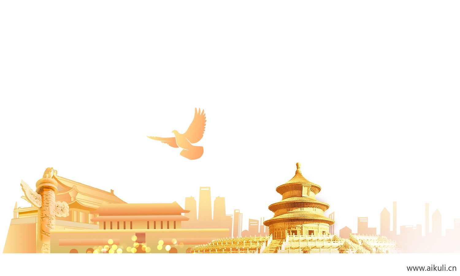 手绘插画I背景天安门建筑psd素材