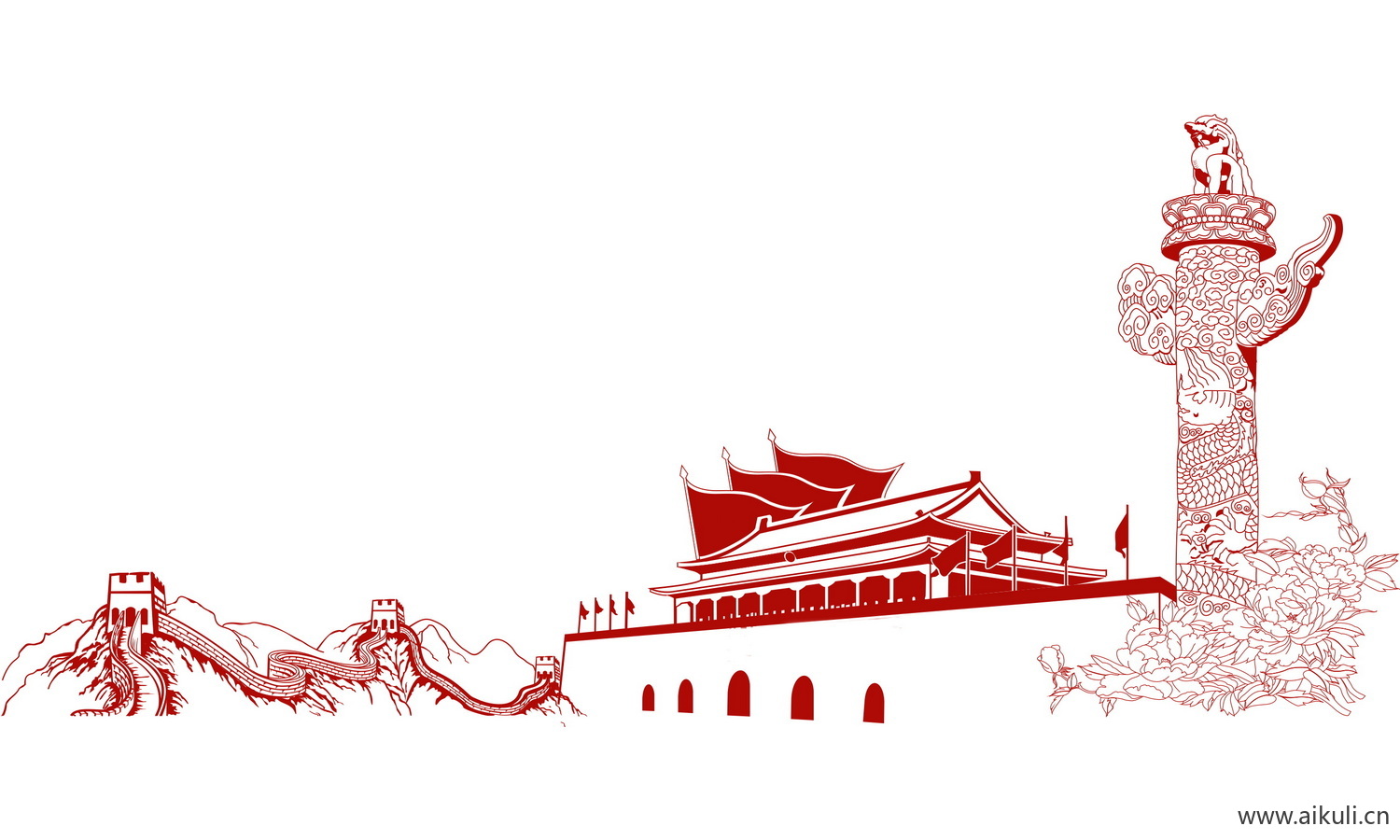 线稿天安门A剪影PSD元素