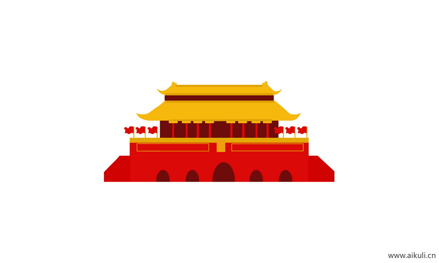 卡通插画背景U天安门建筑psd素材