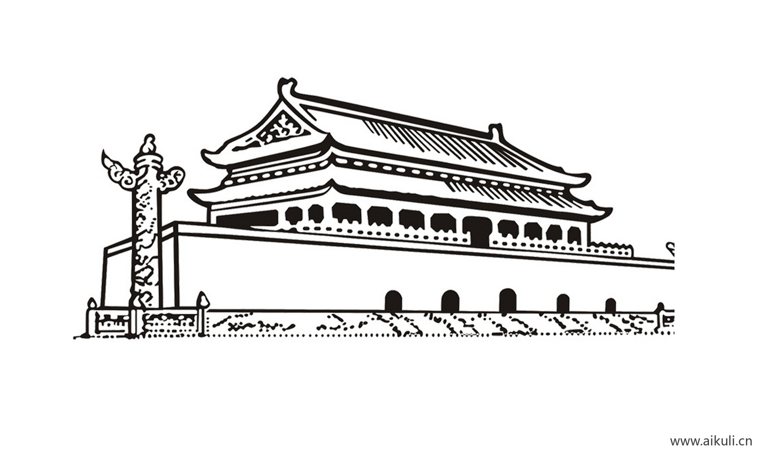 线稿天安门H剪影PSD元素