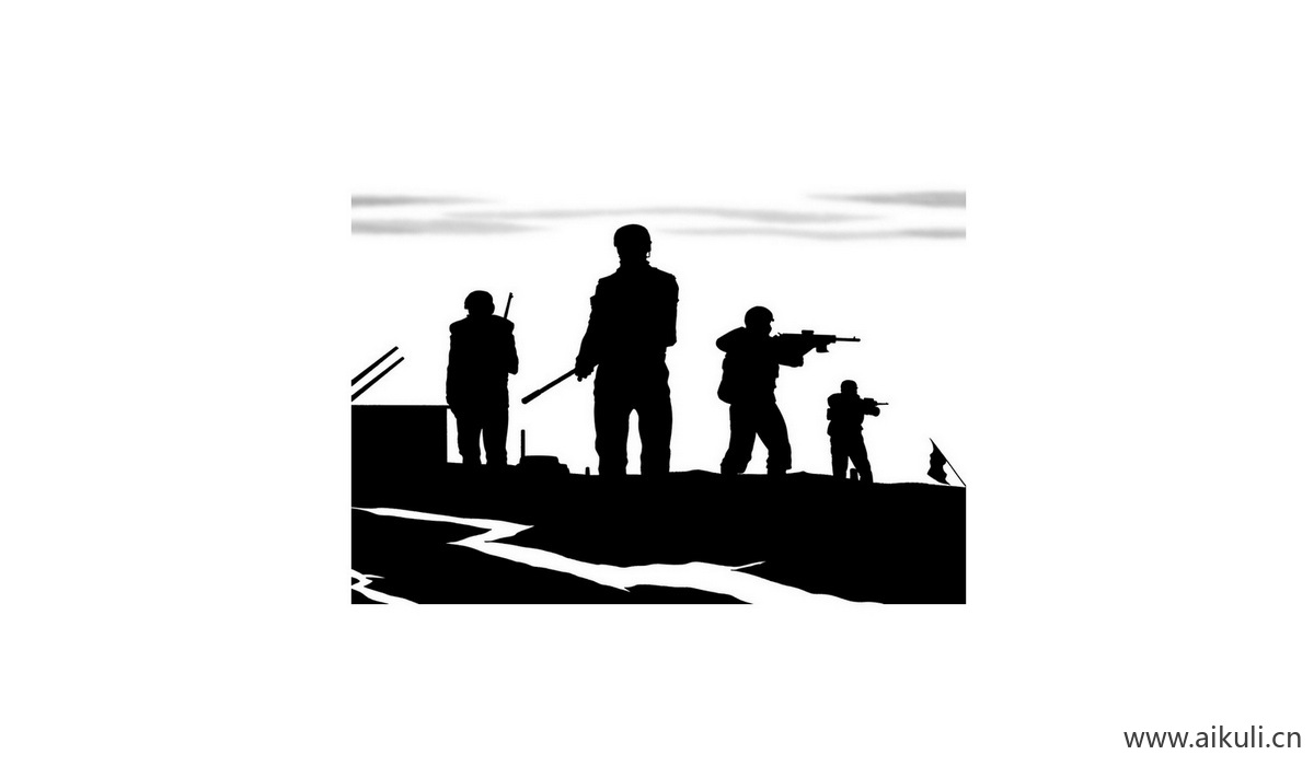 红色士兵战士军J人物雕像敬礼PSD剪影人物